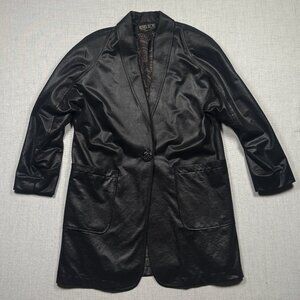 Vintage Russell Scott Liquid Faux Leather Blazer Black Jacket Size M/L